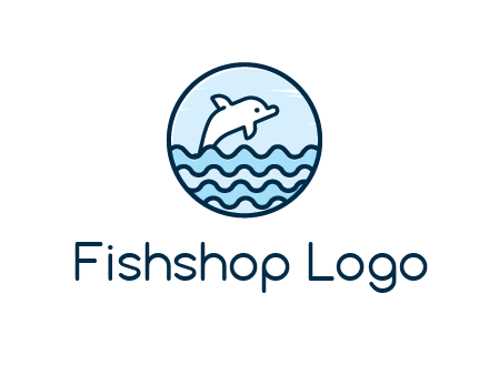 dolphin with sea waves in circle