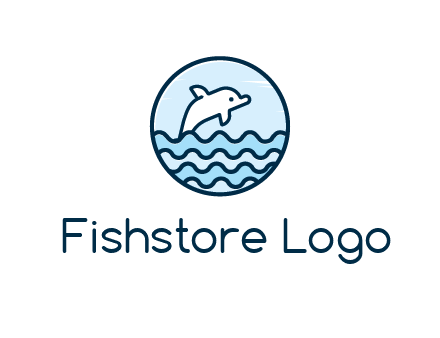 dolphin with sea waves in circle