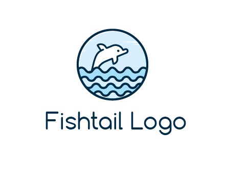 dolphin with sea waves in circle
