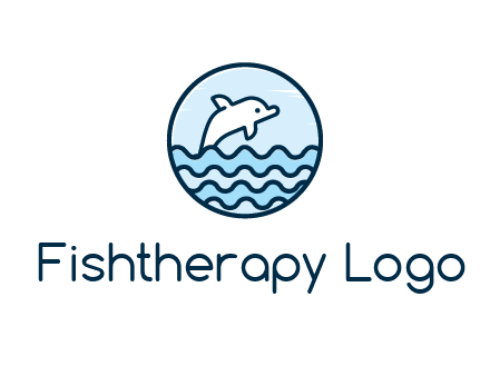 dolphin with sea waves in circle