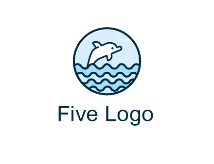 dolphin with sea waves in circle