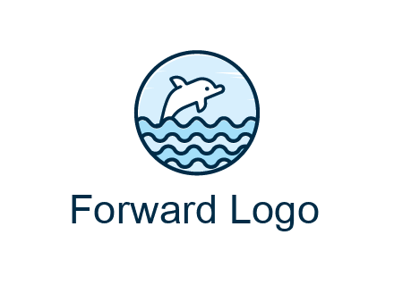dolphin with sea waves in circle