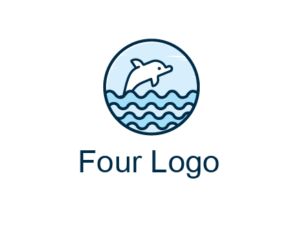 dolphin with sea waves in circle
