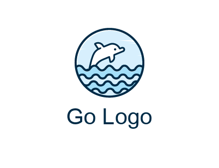 dolphin with sea waves in circle