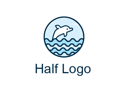 dolphin with sea waves in circle