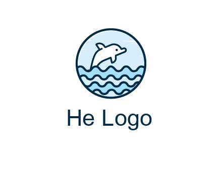 dolphin with sea waves in circle
