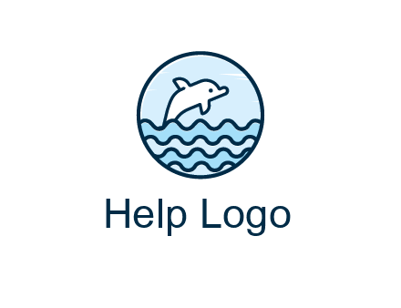 dolphin with sea waves in circle
