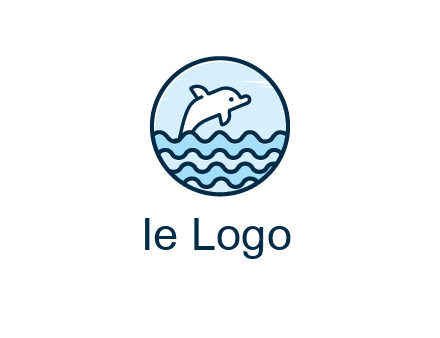 dolphin with sea waves in circle