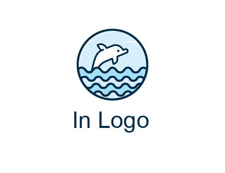 dolphin with sea waves in circle