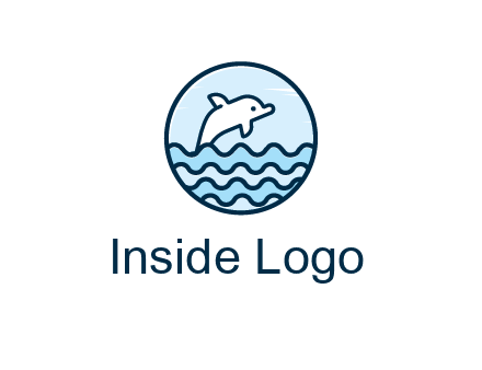 dolphin with sea waves in circle
