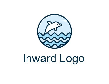 dolphin with sea waves in circle