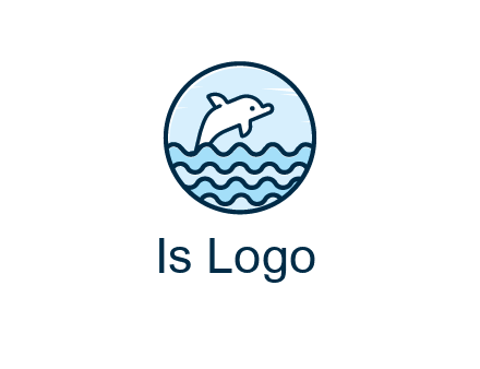 dolphin with sea waves in circle