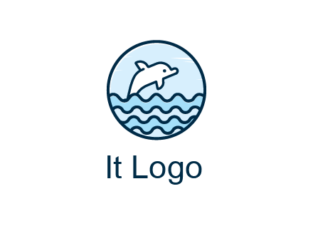 dolphin with sea waves in circle