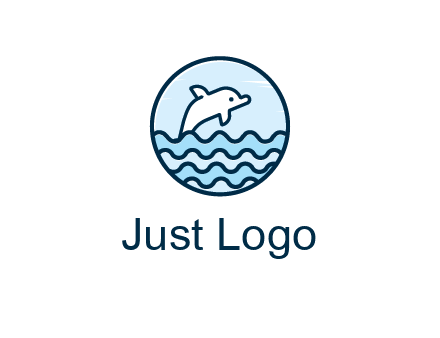 dolphin with sea waves in circle