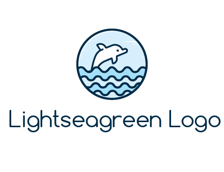 dolphin with sea waves in circle