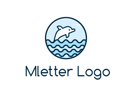 dolphin with sea waves in circle