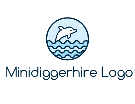 dolphin with sea waves in circle
