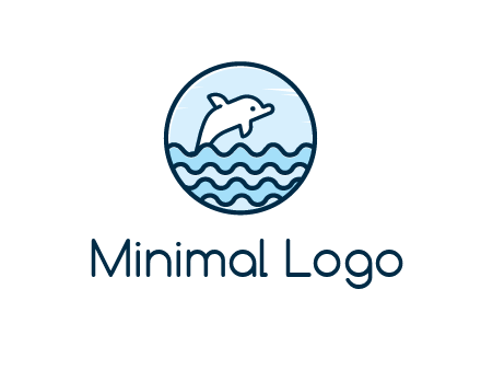 dolphin with sea waves in circle