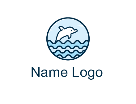 dolphin with sea waves in circle