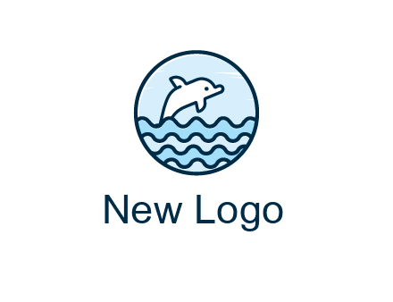 dolphin with sea waves in circle