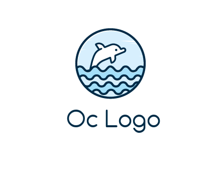 dolphin with sea waves in circle