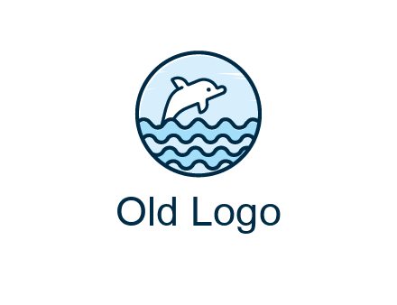 dolphin with sea waves in circle