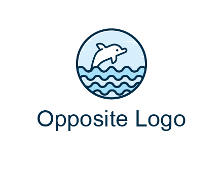 dolphin with sea waves in circle
