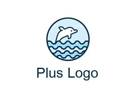 dolphin with sea waves in circle
