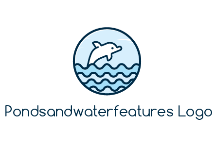 dolphin with sea waves in circle