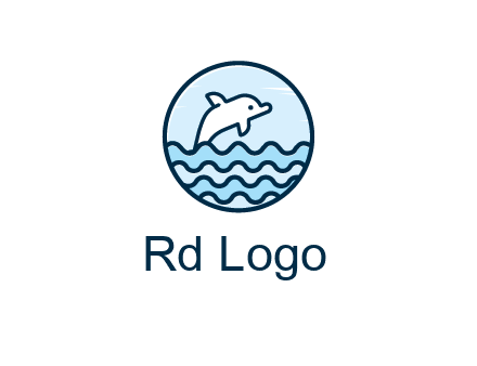 dolphin with sea waves in circle