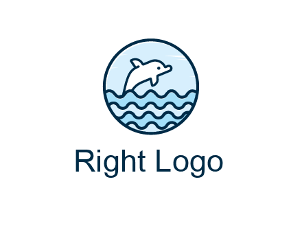 dolphin with sea waves in circle
