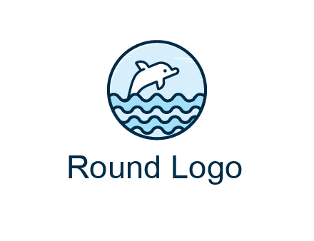 dolphin with sea waves in circle