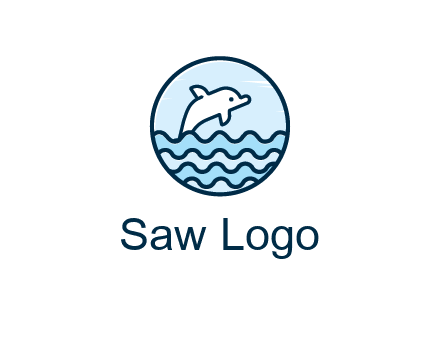 dolphin with sea waves in circle