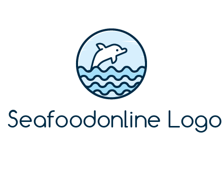 dolphin with sea waves in circle