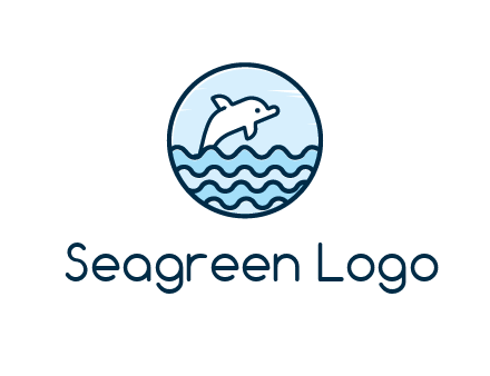 dolphin with sea waves in circle
