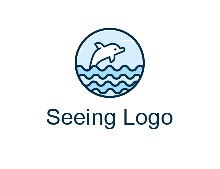 dolphin with sea waves in circle
