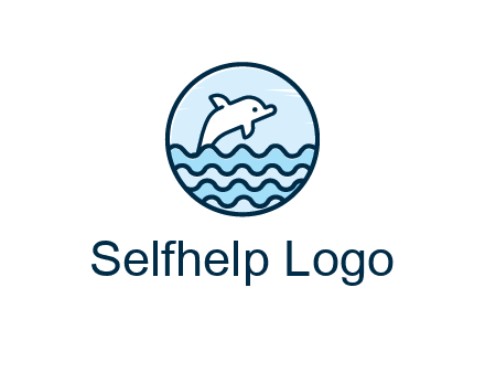 dolphin with sea waves in circle