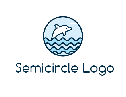 dolphin with sea waves in circle