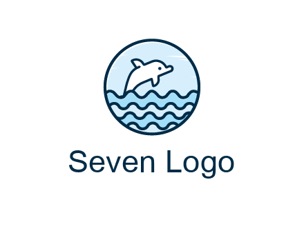 dolphin with sea waves in circle