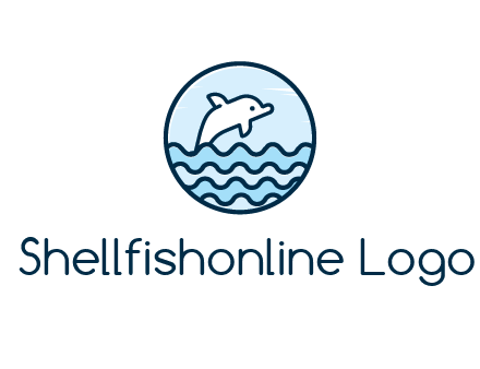 dolphin with sea waves in circle