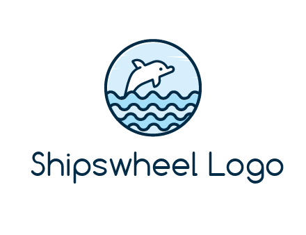 dolphin with sea waves in circle