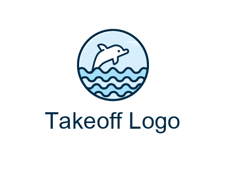 dolphin with sea waves in circle