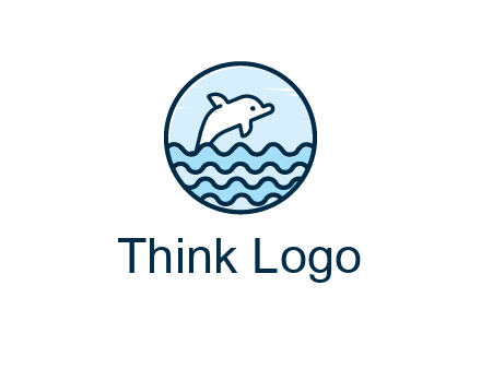 dolphin with sea waves in circle