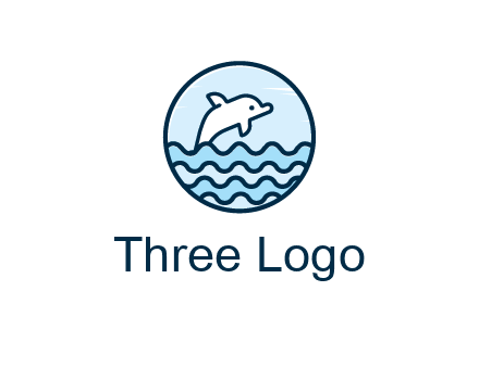 dolphin with sea waves in circle