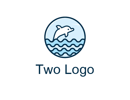 dolphin with sea waves in circle