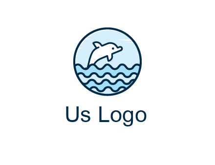 dolphin with sea waves in circle