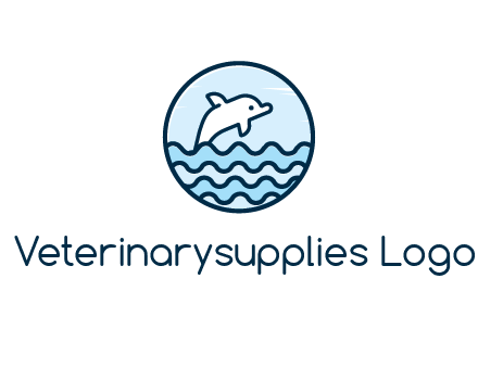 dolphin with sea waves in circle