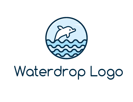 dolphin with sea waves in circle