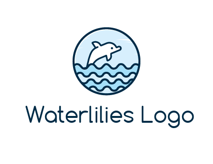 dolphin with sea waves in circle