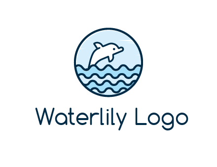 dolphin with sea waves in circle
